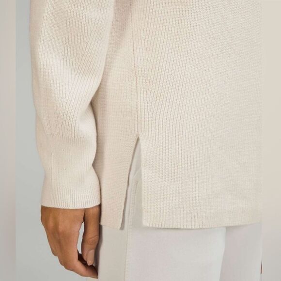 Lululemon Merino Wool Blend Rib Crewneck Sweater White Opal Oversized - Picture 8 of 10